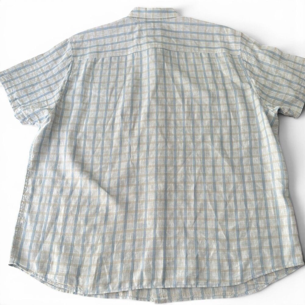 Tommy Bahama Island Modern Fit Shirt Men XXL White Tan Blue Stripe Linen Cotton - Picture 6 of 11